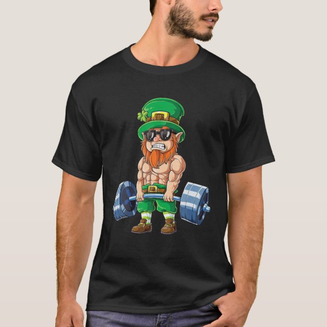 Leprechaun St Patricks Day Weightlifting Deadlift T-Shirt (Vorderseite)