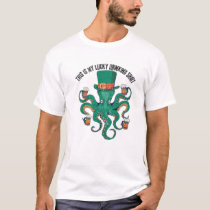 Leprechaun This-is-my-lucky-Drinking- Octopus-Part T-Shirt
