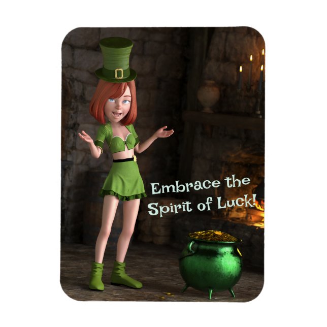 Leprechaun Toon Girl Magnet (Vertikal)