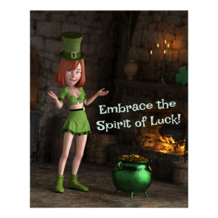 Leprechaun Toon Girl Poster