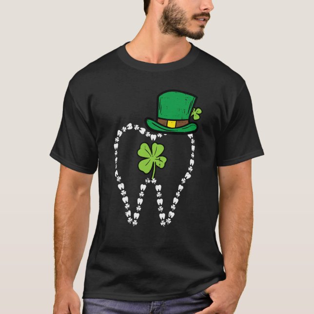 Leprechaun Tooth Shamrock St Patrick Day Dentist D T-Shirt (Vorderseite)