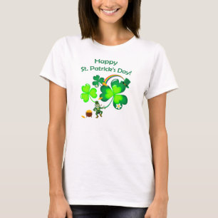 Leprechaun und Kleeblatt T-Shirt
