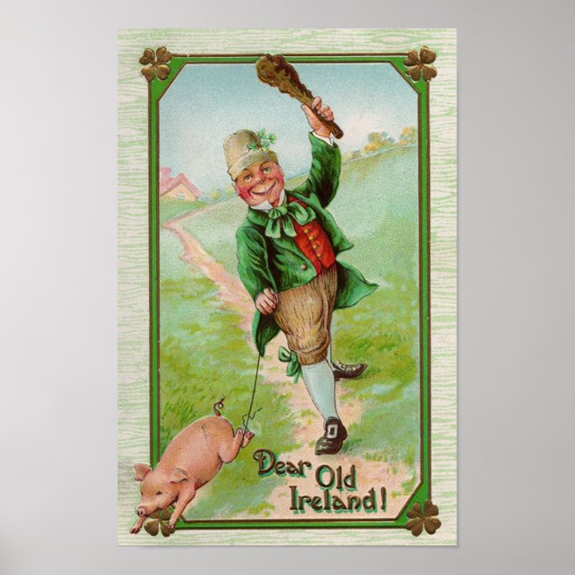 Leprechaun und Pig St Patrick's Day Poster (Vorne)