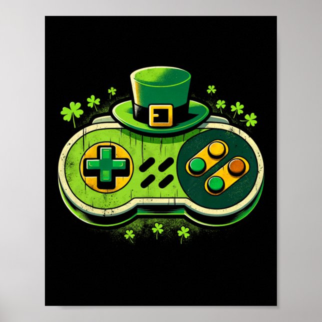 Leprechaun-Videospielcontroller St. Paddys-Spieler Poster (Vorne)