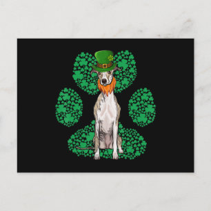Leprechaun Whippet St Patricks Day Kleeblatt Paw Postkarte