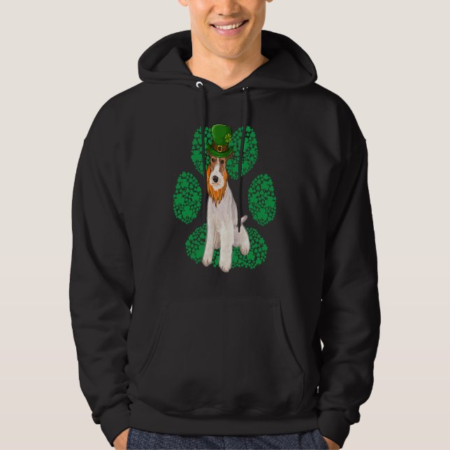 Leprechaun Wire Fox Terrier St Patricks Day Shamro Hoodie (Vorderseite)