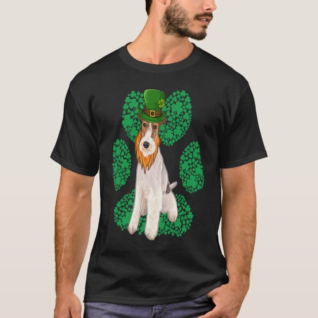Leprechaun Wire Fox Terrier St Patricks Day Shamro T-Shirt (Vorderseite)