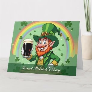 Leprechauns Jubel unter dem Regenbogen Dankeskarte