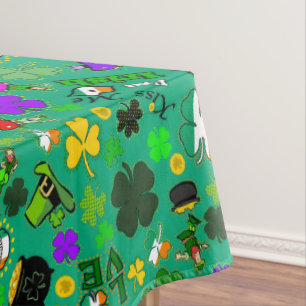 Leprechauns Kleeblatts Gold Mushrooms Irish Green Tischdecke