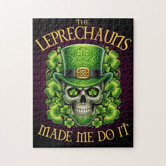 Leprechauns Made Me Do It Skull St Patrics Day Puzzle (Vertikal)