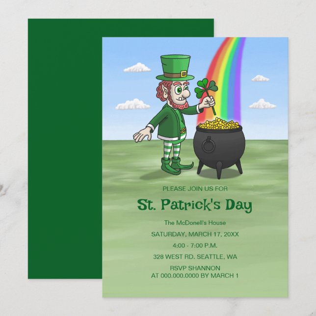 Leprechauns St. Patrick's Day Einladung (Vorne/Hinten)