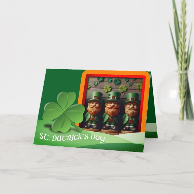 Leprechauns St Patrick's Day Text + Foto HGC3 hinz Karte (Vorderseite)