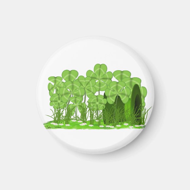 Leprechaun's Top Hat Lying im Bereich der Kleeblät Magnet (Vorne)