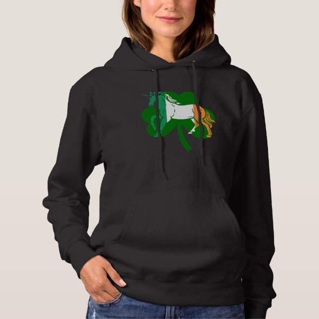 Lepricon Unicorn Horse Lucky Shamrock St Patricku2 Hoodie (Vorderseite)