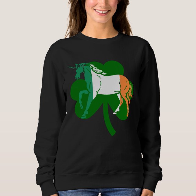 Lepricon Unicorn Horse Lucky Shamrock St Patricku2 Sweatshirt (Vorderseite)
