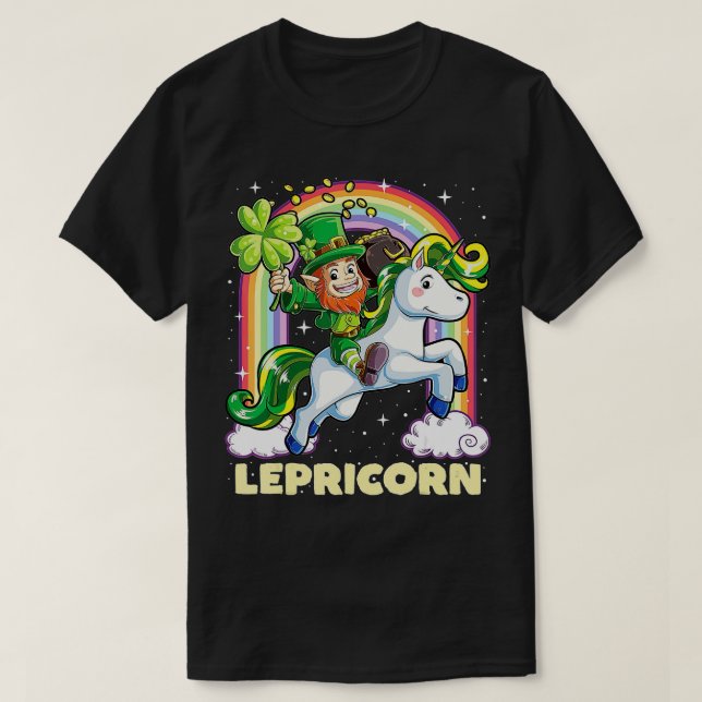 Lepricorn Leprechaun Reiten Unicorn St Patricks Da T-Shirt (Design vorne)