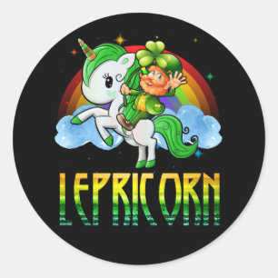 Lepricorn Leprechaun Unicorn St Patricks Day Girls Runder Aufkleber