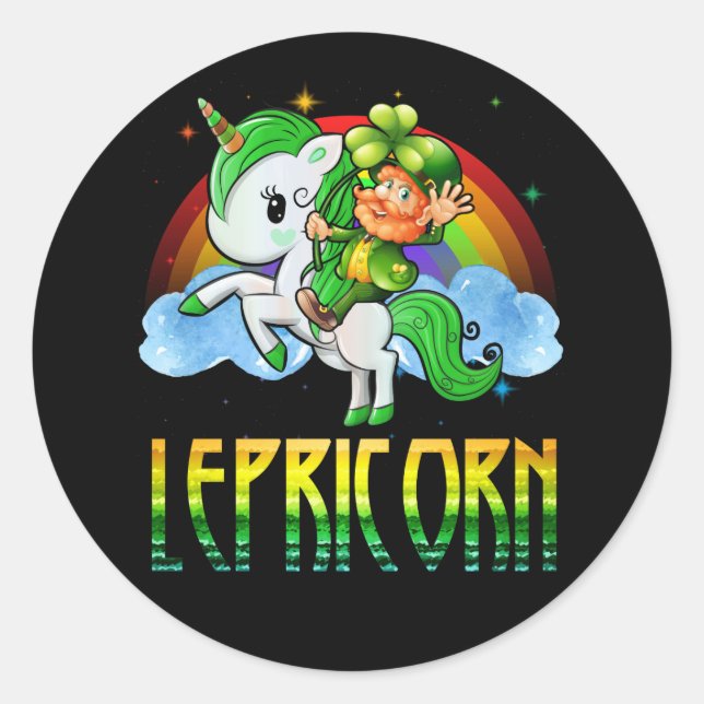 Lepricorn Leprechaun Unicorn St Patricks Day Girls Runder Aufkleber (Vorderseite)