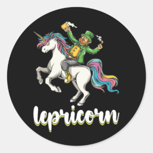 Lepricorn Leprechaun Unicorn St Patrick's Day Runder Aufkleber