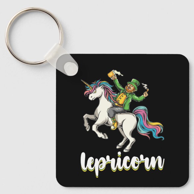 Lepricorn Leprechaun Unicorn St Patrick's Day Schlüsselanhänger (Vorderseite)