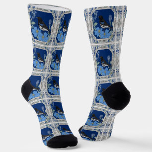 Lerche Bunting und Colorado Blaue Akelei Socken