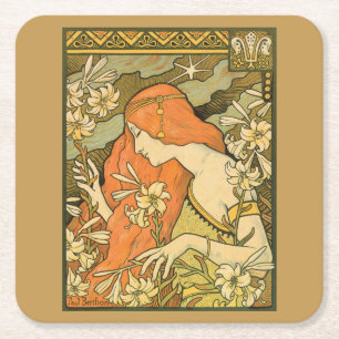 L'Ermitage Französische Jugendfrau im Bereich Blum Rechteckiger Pappuntersetzer