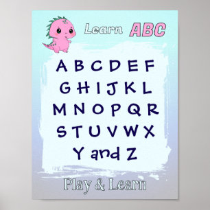 Lerne ABC rosa Dino Poster