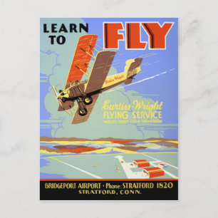Lerne fliegen Vintage Poster Restauriert Postkarte