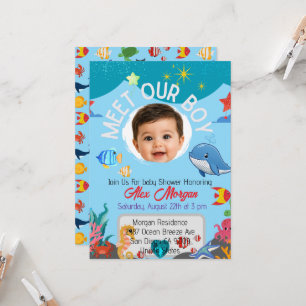 Lerne unseren Jungen kennen - Baby Shower-Einladun Einladung