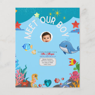 Lerne unseren Jungen kennen - Baby Shower Einladun Flyer