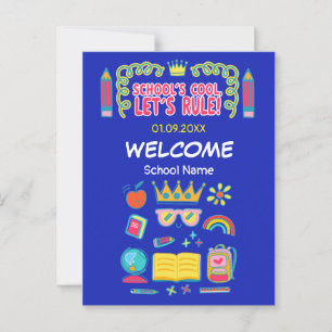 "Lernen ist cool, lasst uns rocken" Motivationszit Postkarte