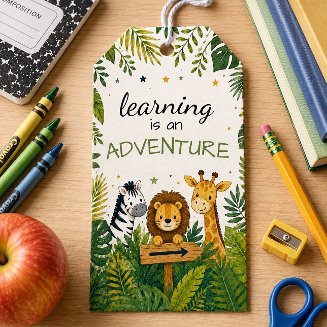 Lernen ist eine Abenteuerschule Geschenkanhänger (Learning is an Adventure editable favor tag)