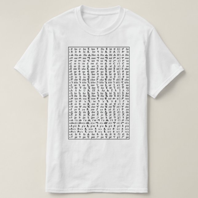 Lernen Sie Amharic-Alphabet-englisches T-Shirt (Design vorne)