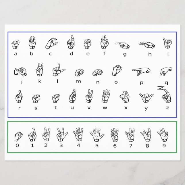 Lernen Sie ASL-Gebärdensprache, amerikanische Zahl Flyer (Vorne)