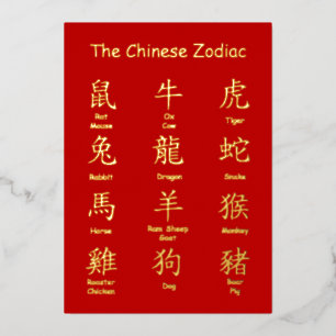 Lernen Sie Chinesische Zodiac-Tiere zu lesen Neues Folien Feiertagskarte
