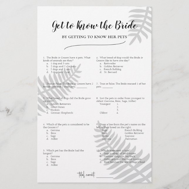 Lernen Sie die Braut kennen, indem Sie ihre Hausti (Vorderseite)