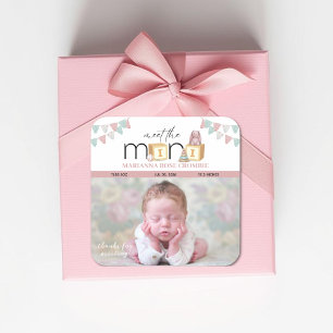 Lernen Sie die Mini-Pink-Baby-Aufkleber kennen Quadratischer Aufkleber