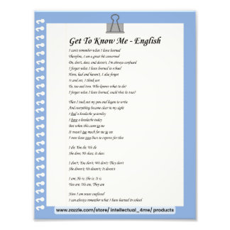 Lernen Sie mich kennen - Englisch Fotodruck