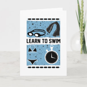 Lernen Sie mit diesem schönen Design zu schwimmen Karte
