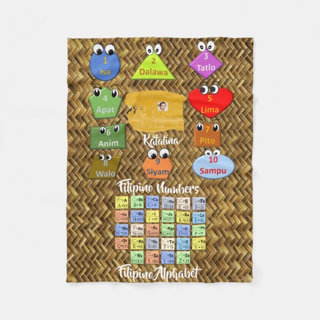 Lernen Sie philippinisches Alphabet und Zahlen Fleecedecke (Vorderseite)