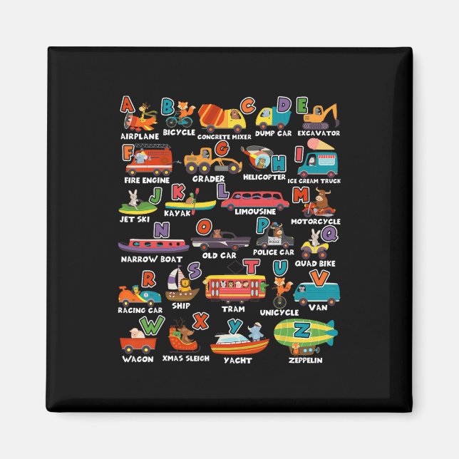 Lernen Transport Animal Letter Abcs Lehrer Magnet (Vorne)