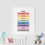 Lernen von Farben für das Kinderplakat Poster<br><div class="desc">Verbessern Sie das Lernumfeld Ihres Kindes mit dem "Learning Colors Kids' Educational Poster". Dieses helle und ansprechende Poster weist eine lebhafte Farbpalette auf, die alle mit ihrem Namen deutlich gekennzeichnet ist und die darauf abzielt, junge Menschen zu faszinieren und zu erziehen. Das fröhliche Design und die kühnen Farben machen es...</div>