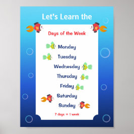 Lernen wir die Wochentage Poster für Kinder