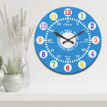 Lernen zu sagen Zeit (blau) Große Wanduhr<br><div class="desc">Spaß Design für diese Wanduhr für Kinder während sie lernen,  Zeit zu erzählen.</div>