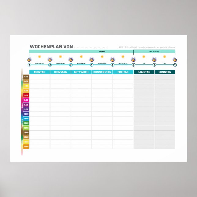 Lernuhr-Jahresender + Wochenkalender Poster (Vorne)