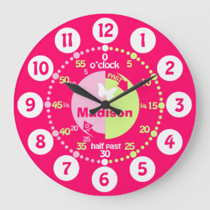 Lernzeit Rot rosa grüne Uhr für Mädchen