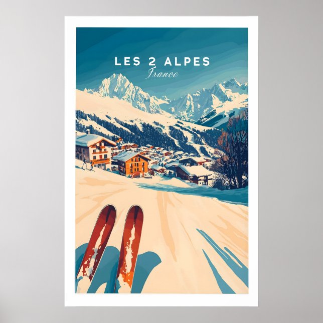Les 2 Alpes Art Ski Print 1 Poster (Vorne)