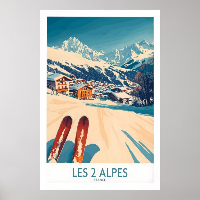 Les 2 Alpes Ski Poster Druck 1 (Vorne)