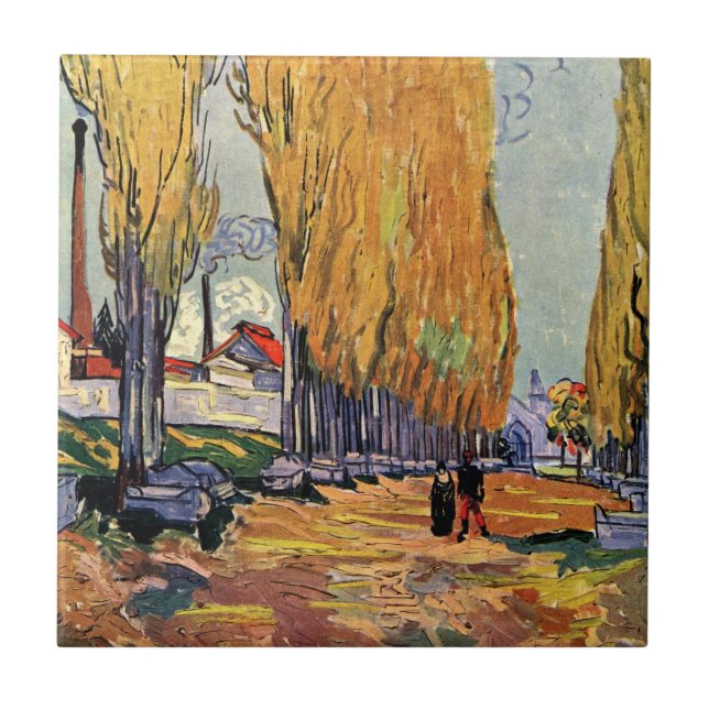 Les Alyscamps (Friedhof) von Vincent van Gogh Fliese (Vorderseite)