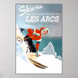 Les Arcs Frankreich Poster Neue Retro-Wintersporta
